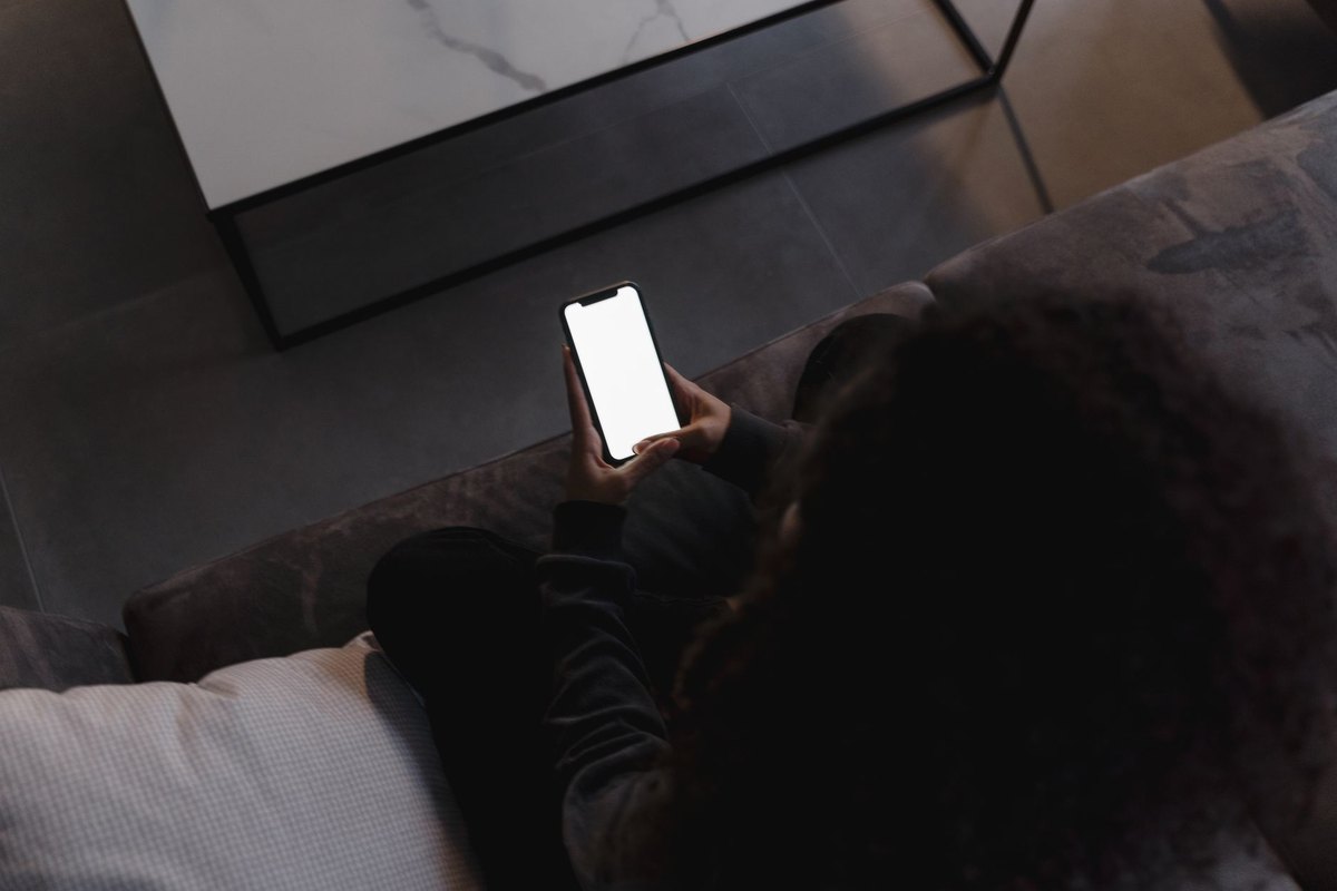 A renter using a phone at home