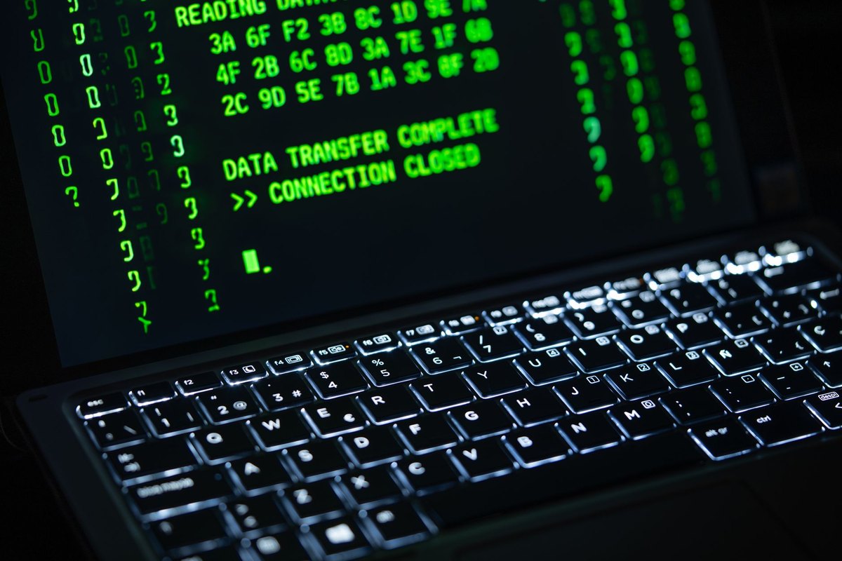 Code on a screen in low light